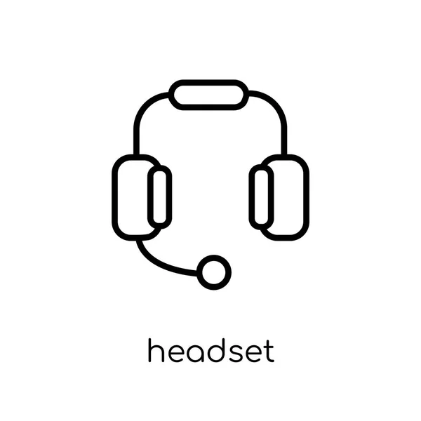 Headset Symbol Trendige Moderne Flache Lineare Vektor Headset Ikone Auf — Stockvektor