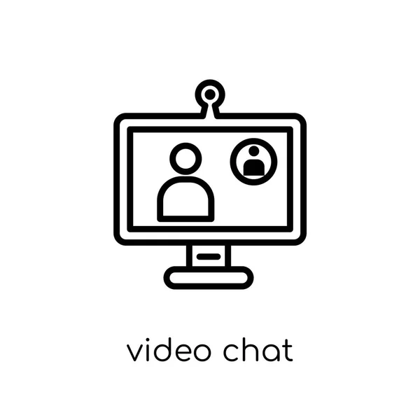 Ícone Vídeo Chat Ícone Chat Vídeo Vetorial Linear Plano Moderno — Vetor de Stock