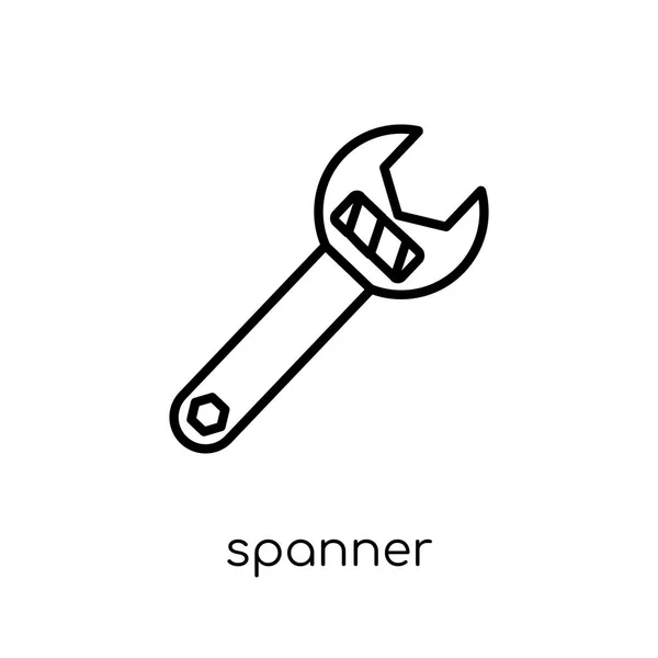 Spanner Icon Trendy Modern Flat Linear Vector Spanner Icon White — Stock Vector