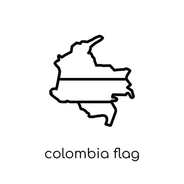コロンビアの旗のアイコン 流行のモダンなフラット線形ベクトル国旗コレクション 編集可能なアウトライン ストローク ベクター画像の細い線から白い背景の上のコロンビアの旗のアイコン — ストックベクタ
