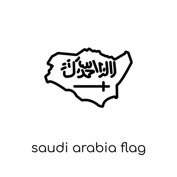 Icône Drapeau Saoudien Tendance Moderne Plat Vecteur Linéaire Arabie Saoudite — Image vectorielle
