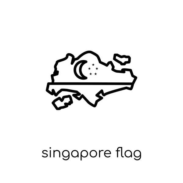 Ícone Bandeira Singapura Vetor Linear Plano Moderno Moderno Moda Ícone — Vetor de Stock