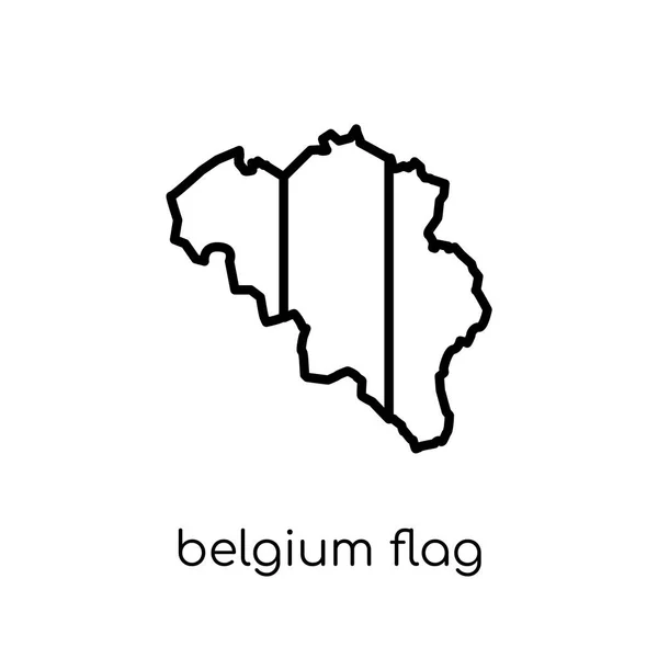 Ikone Der Belgischen Flagge Trendige Moderne Flache Lineare Vektor Flagge — Stockvektor