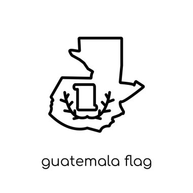Guatemala bayrağı simgesi. Modaya uygun modern düz doğrusal vektör Guatemala bayrağı simgesi ince çizgi ülke bayrakları toplama, düzenlenebilir anahattı kontur vektör çizim üzerinden beyaz arka plan üzerinde