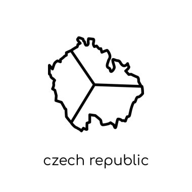 Çek Cumhuriyeti bayrağı simgesi. Modaya uygun modern düz doğrusal vektör çek Eepublic bayrak simgesi ince çizgi ülke bayrakları toplama, düzenlenebilir anahattı kontur vektör çizim üzerinden beyaz arka plan üzerinde