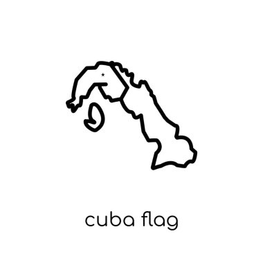 Küba bayrak simgesi. Modaya uygun modern düz doğrusal vektör Küba bayrak simgesi ince çizgi ülke bayrakları toplama, düzenlenebilir anahattı kontur vektör çizim üzerinden beyaz arka plan üzerinde