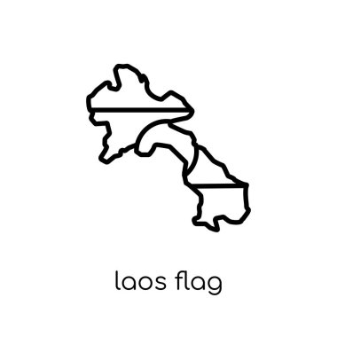 Laos bayrağı simgesi. Modaya uygun modern düz doğrusal vektör Laos kutsal kişilerin resmi üstünde ince çizgi ülke bayrakları toplama, düzenlenebilir anahattı kontur vektör çizim beyaz arka plan bayrak