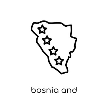 Bosna-Hersek bayrak simgesi. Modaya uygun modern düz doğrusal vektör Bosna-Hersek bayrak simgesi ince çizgi ülke bayrakları toplama, Anahat vektör çizim üzerinden beyaz arka plan üzerinde