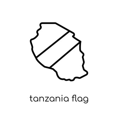 Tanzanya bayrak simgesi. Modaya uygun modern düz doğrusal vektör Tanzanya bayrak simgesi ince çizgi ülke bayrakları toplama, düzenlenebilir anahattı kontur vektör çizim üzerinden beyaz arka plan üzerinde