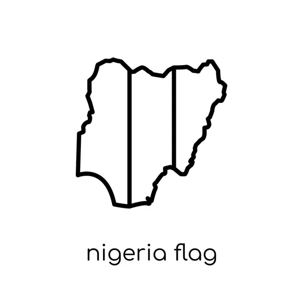 Nigeria Icono Bandera Moderno Moderno Vector Lineal Plano Nigeria Icono — Vector de stock