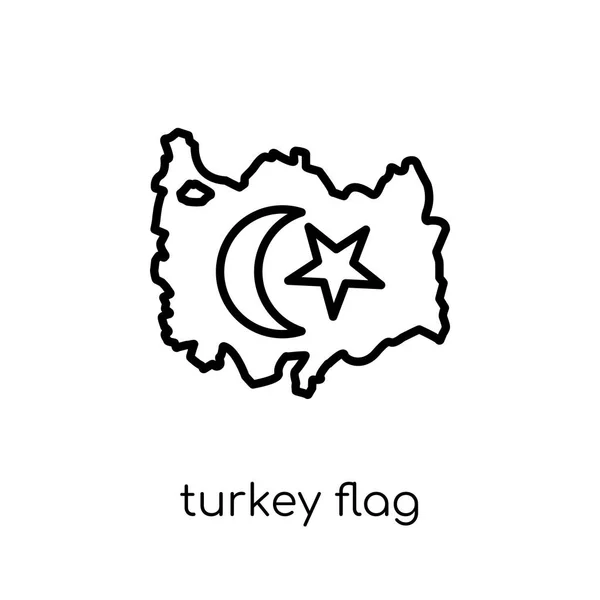 Het Pictogram Van Vlag Van Turkije Trendy Modern Plat Lineaire — Stockvector