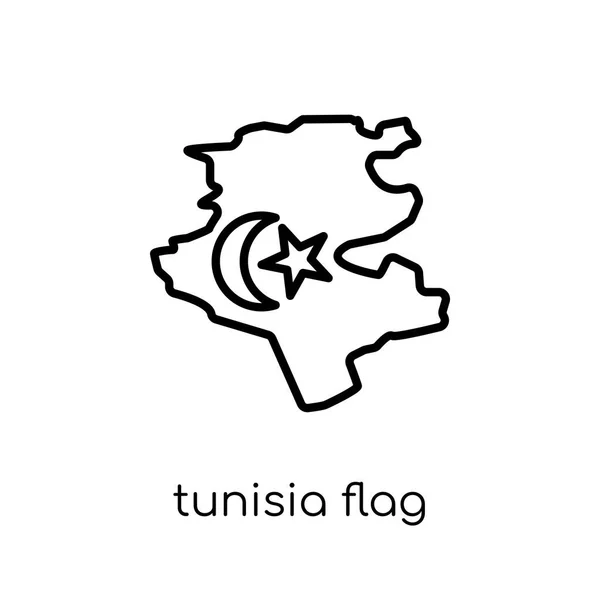 튀니지의 아이콘입니다 트렌디한 플래그 컬렉션 가능한 스트로크 일러스트 션에서에서 배경에 — 스톡 벡터