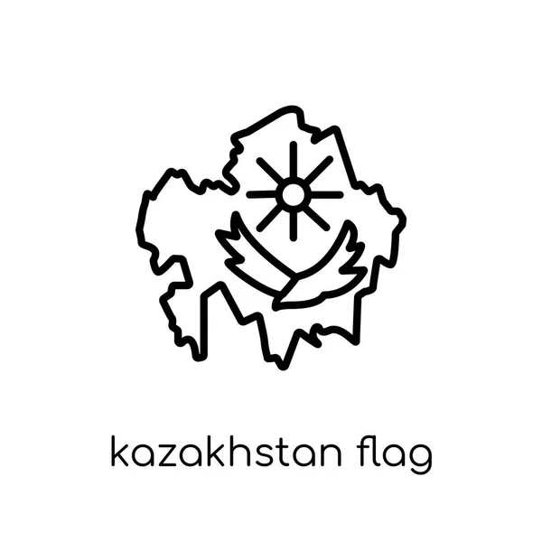 Kazajstán Icono Bandera Moderno Vector Lineal Plano Moderno Icono Bandera — Vector de stock