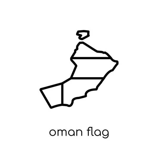 Icona Della Bandiera Dell Oman Trendy Moderno Vettore Lineare Piatto — Vettoriale Stock