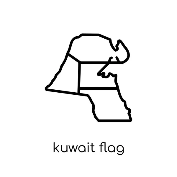 Icono Bandera Kuwait Moderno Moderno Vector Lineal Plano Kuwait Icono — Vector de stock