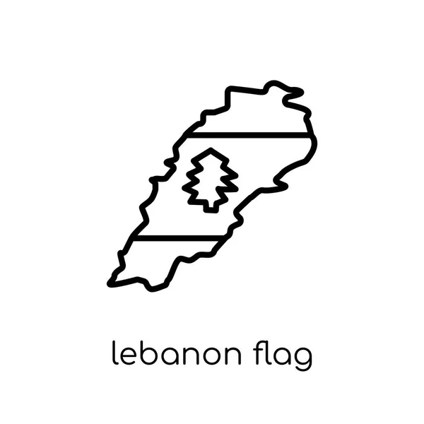 Ikone Der Libanesischen Flagge Trendy Moderne Flache Lineare Vektor Libanon — Stockvektor