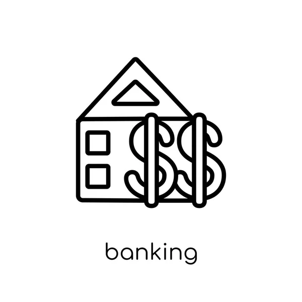 Ícone Bancário Vetor Linear Plano Moderno Moda Ícone Bancário Fundo —  Vetores de Stock