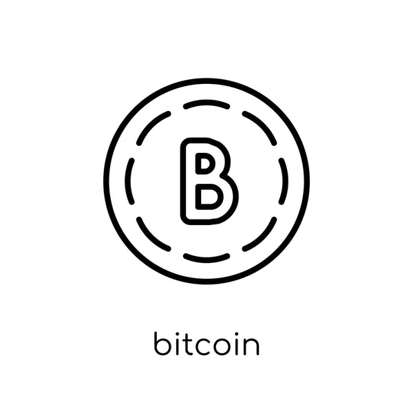 Bitcoin Pictogram Trendy Modern Plat Lineaire Vector Bitcoin Pictogram Witte — Stockvector