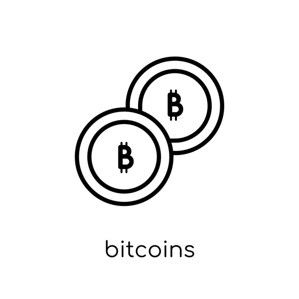 Bitcoins Pictogram Trendy Modern Plat Lineaire Vector Bitcoins Pictogram Witte — Stockvector