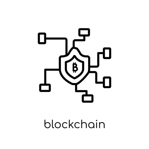 Blockchain Symbol Trendige Moderne Flache Lineare Vektor Blockchain Symbol Auf — Stockvektor