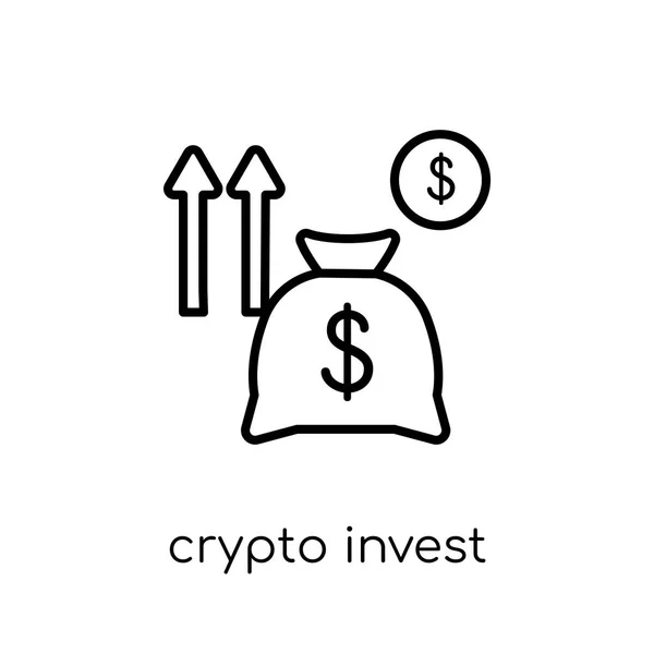Crypto Invest Icona Trendy Moderna Piatta Lineare Vettoriale Crypto Invest — Vettoriale Stock