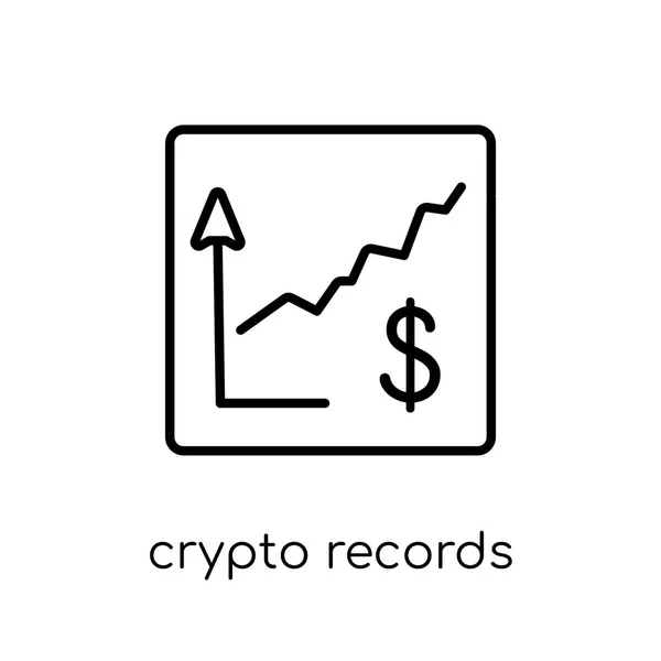 Crypto Record Icona Trendy Moderno Piatto Lineare Vettoriale Crypto Record — Vettoriale Stock