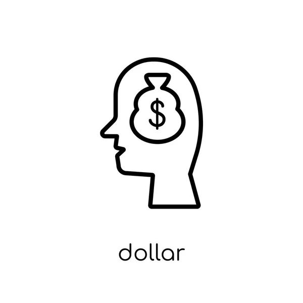 Dollar Symboolpictogram Trendy Modern Plat Lineaire Vector Dollar Symboolpictogram Witte — Stockvector