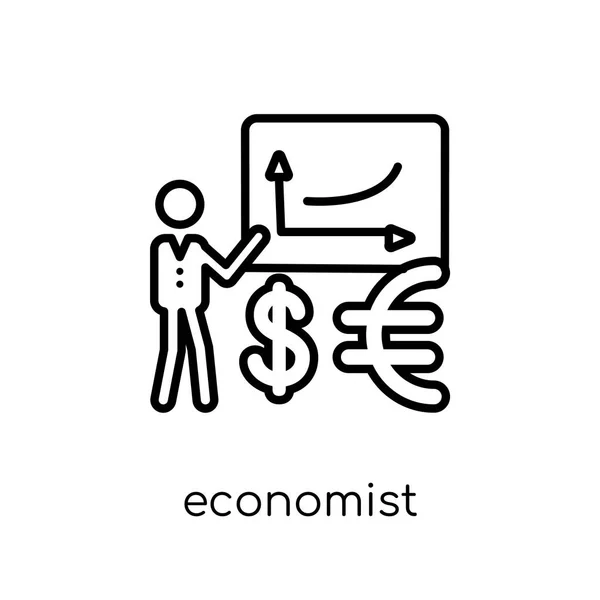 经济学家图标 时尚现代扁平线性向量经济学家图标在白色背景从细线密码货币经济和财务汇集 可编辑的概述冲程向量例证 — 图库矢量图片