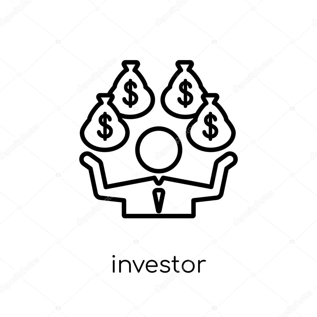 Investor icon. Trendy modern flat linear vector Investor icon on white background from thin line Cryptocurrency economy and finance collection, editable outline stroke vector illustration