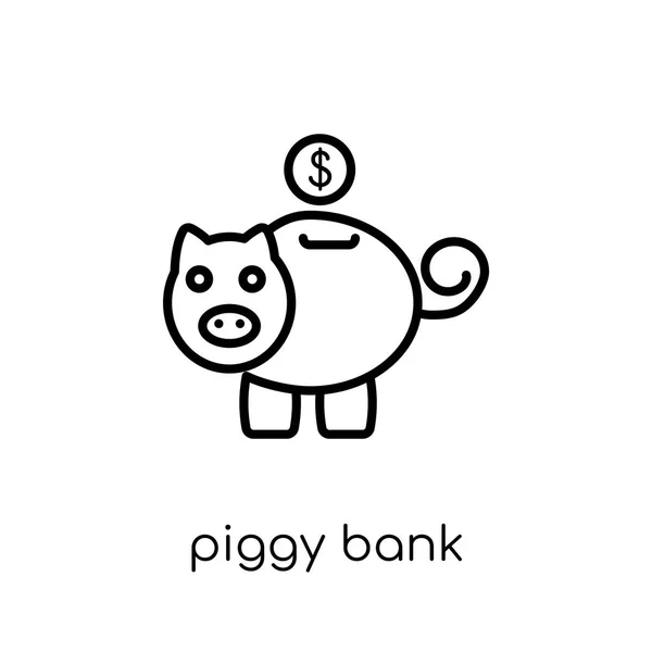 Piggy Bank Pictogram Trendy Modern Plat Lineaire Vector Spaarvarken Pictogram — Stockvector