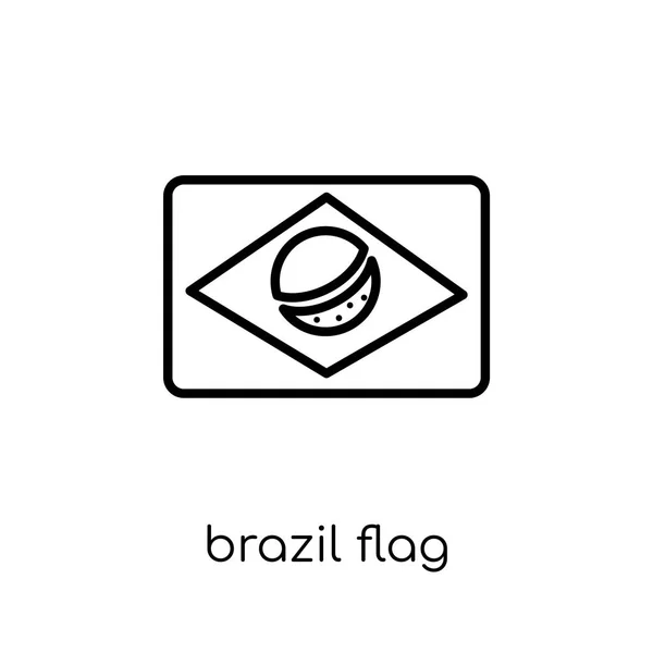Brasilianische Flagge Trendige Moderne Flache Lineare Vektor Brasilianische Flagge Symbol — Stockvektor