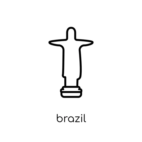 Escultura Brasileña Cristo Icono Redentor Moderno Moderno Vector Lineal Plano — Vector de stock