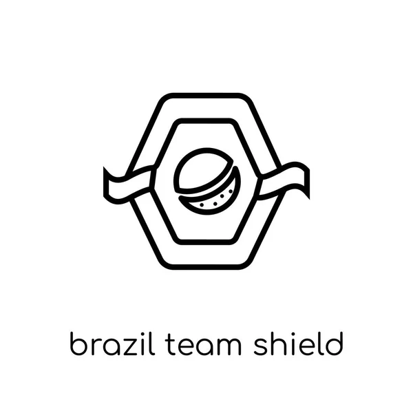 Icono Del Escudo Del Equipo Brasileño Moderno Moderno Vector Lineal — Vector de stock