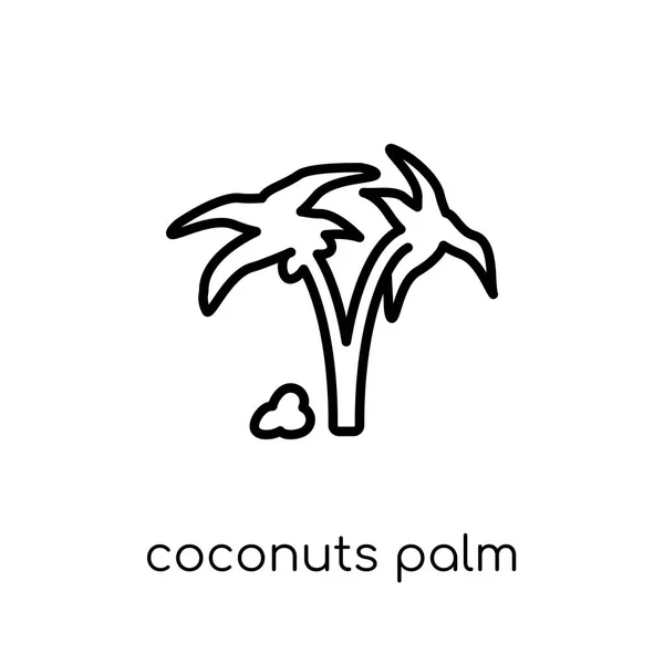 Kokosnoten Palm Tree Van Brazilië Pictogram Trendy Modern Plat Lineaire — Stockvector