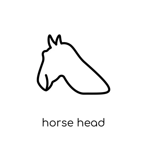 馬の頭のアイコン 細い線アメリカ先住民族信号コレクション 概要のベクトル図から白い背景のトレンディなのモダンなフラット線形ベクトル馬ヘッド アイコン — ストックベクタ