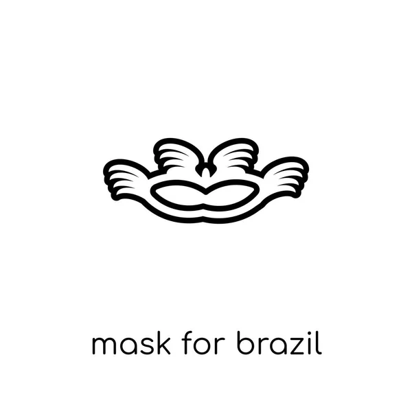 Máscara Para Icono Celebración Del Carnaval Brasil Máscara Vector Lineal — Vector de stock