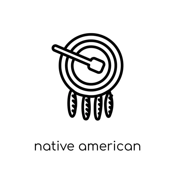 Native American Drum Icon Trendy Modern Flat Linear Vector Native — Stock Vector