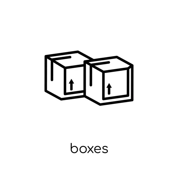 框图标 时尚现代平面线性向量盒图标在白色背景从细线交付和后勤汇集 概述向量例证 — 图库矢量图片