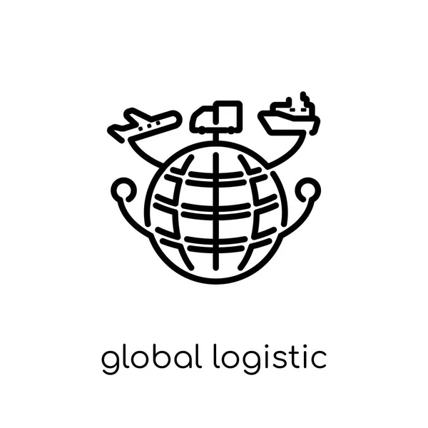 Icono Logístico Global Moderno Vector Lineal Plano Moderno Icono Logístico — Vector de stock