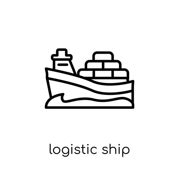 Logisztikai Hajó Ikonra Divatos Modern Lakás Lineáris Vektor Logisztikai Hajó — Stock Vector