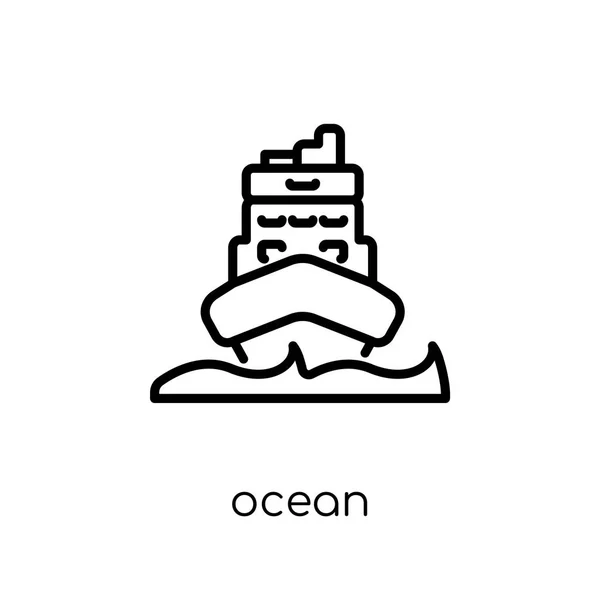 Ocean Transportation Icon Trendy Modern Flat Linear Vector Ocean Transportation — Stock Vector