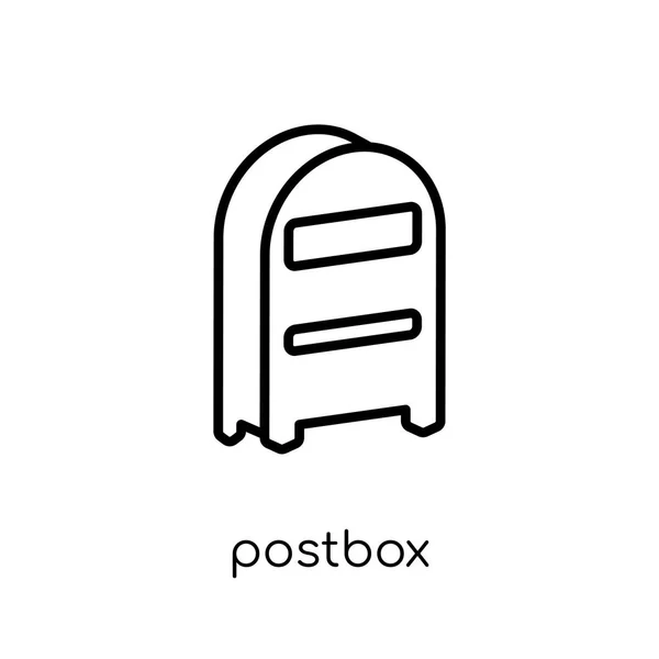 Postbox Icon Trendy Modern Flat Linear Vector Postbox Icon White — Stock Vector