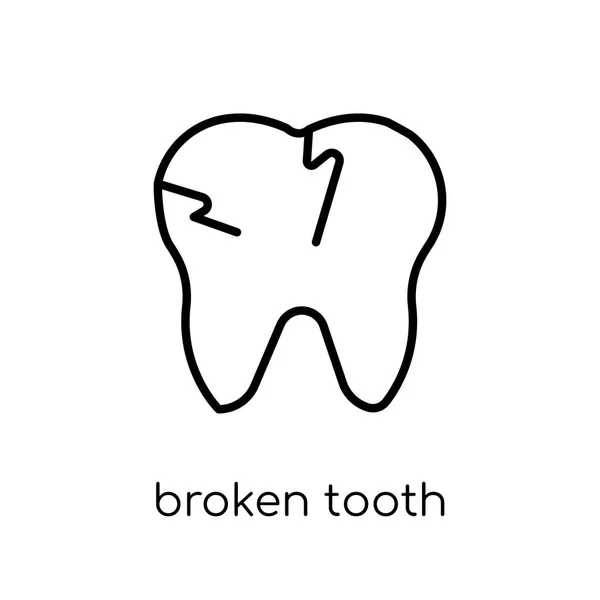 Икона Сломанного Зуба Модный Современный Плоский Линейный Вектор Сломанный Зуб — стоковый вектор