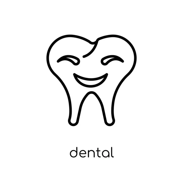 Icona Dentale Trendy Moderno Vettore Lineare Piatto Icona Dentale Sfondo — Vettoriale Stock