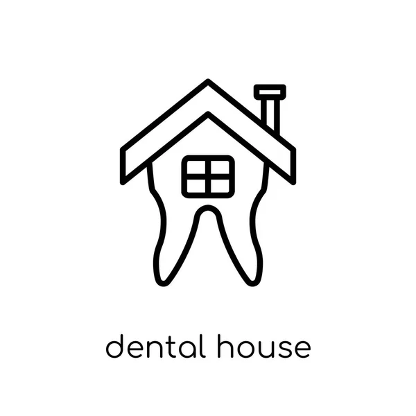 Ícone Casa Dental Vetor Linear Plano Moderno Moda Ícone Casa —  Vetores de Stock