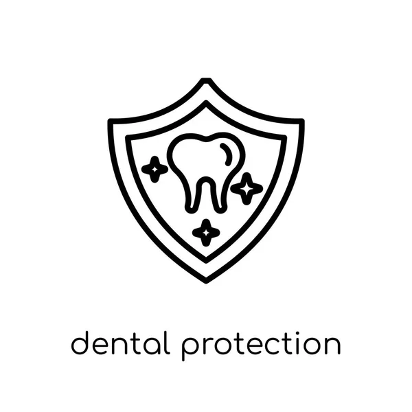 Icono Protección Dental Moderno Vector Lineal Plano Moda Icono Protección — Vector de stock
