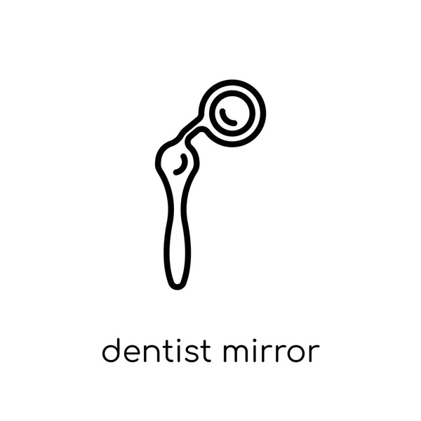 Icona Dello Specchio Dentista Trendy Moderno Piatto Lineare Vettore Dentista — Vettoriale Stock