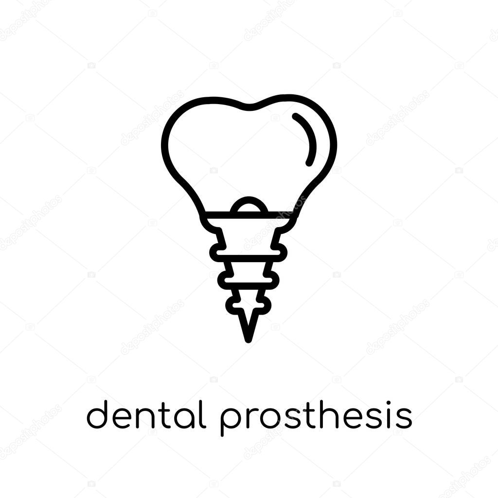 Dental prosthesis icon. Trendy modern flat linear vector Dental prosthesis icon on white background from thin line Dentist collection, editable outline stroke vector illustration