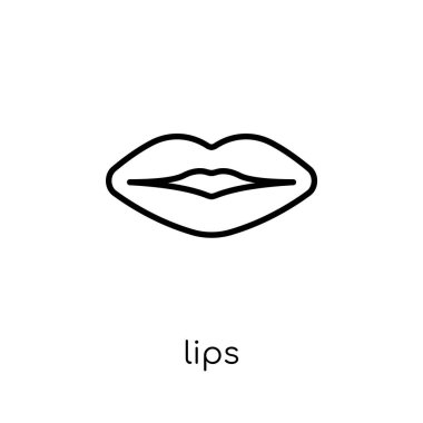 Dudak simgesi. Modaya uygun modern düz doğrusal vektör dudak simgesi ince çizgi diş hekimi Collection, düzenlenebilir anahattı kontur vektör çizim beyaz arka plan üzerinde