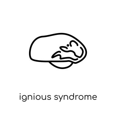 Ignious sendromu simgesi. Modaya uygun modern düz doğrusal vektör ince çizgi hastalıkları koleksiyonu, düzenlenebilir anahattı kontur vektör çizim beyaz arka plan simgesine Ignious sendromu